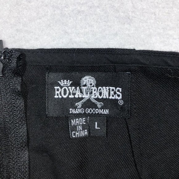 Royal Bones Daang Goodman Womens Large Black Pleated Mini Skirt Chain Punk Goth - Picture 8 of 12